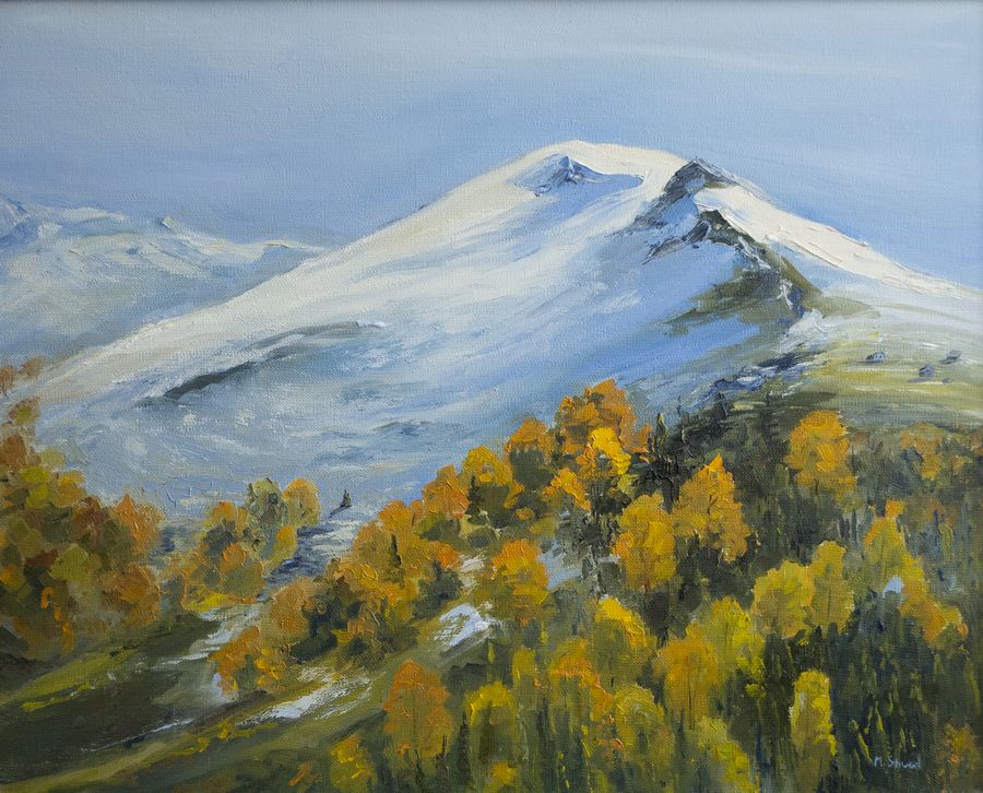 First Snow in Bakhmaro, oil on canvas, 50 × 40 cm, 2023
